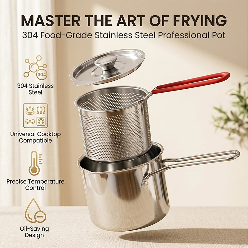Home Cooking Oil Filter - Mini Deep Fry Pot 304 Stainless