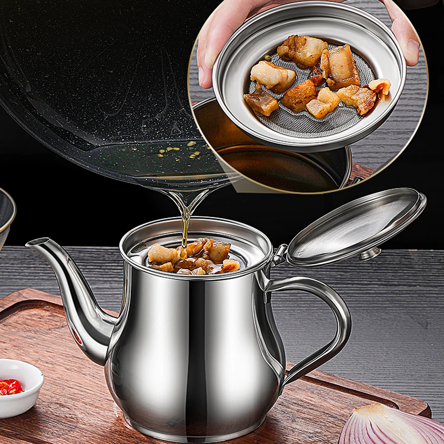 1Pc Stainless Steel Oil Pot Wi - Home Cooking Oil Filter 评论和价格
